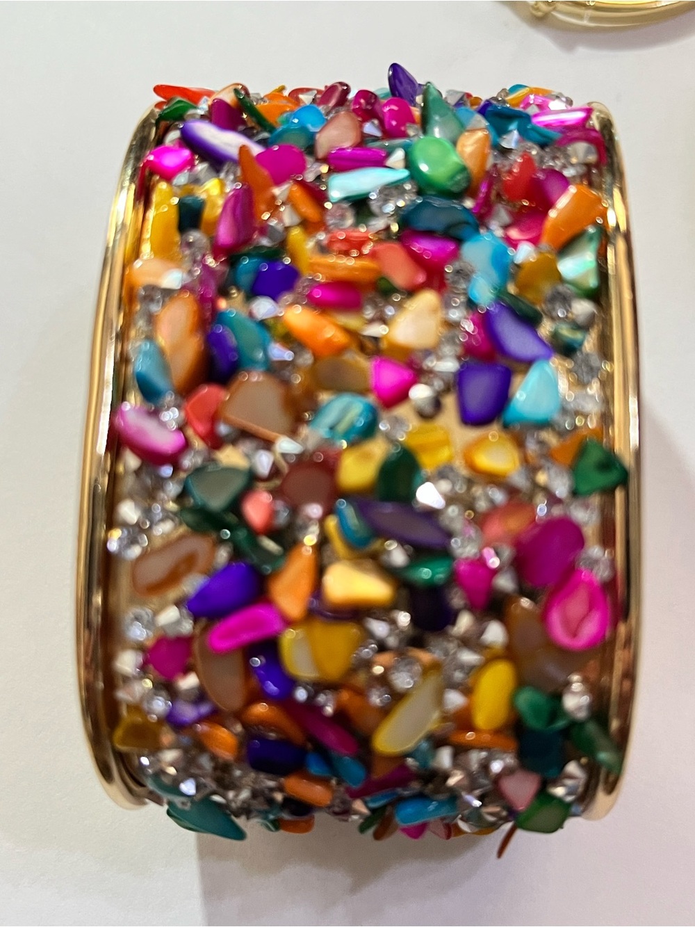 Multicolor Gemstone Cluster Cuff Bracelet - Women Jewelry